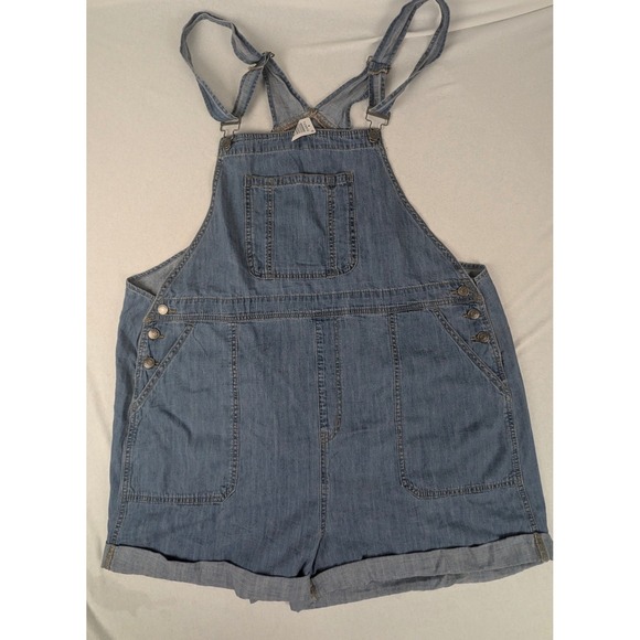 torrid Denim - Torrid Womens Plus Size 20 Medium Wash Denim Shortalls Relaxed Fit Overalls
